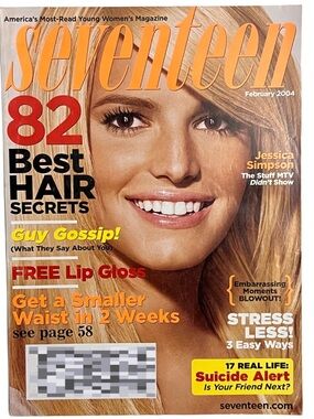 Vintage Seventeen Magazine February 2004 features Jessica Simpson
